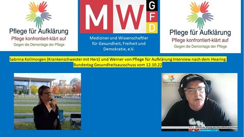 Hearing zur Ebzg. Impfpflicht mit Pflege für Aufklärung und anschliess. Interview