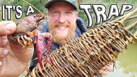 Primitive Catch and Cook Crawfish Trap /Day 17 Of 30 Day Survival Challenge Texas