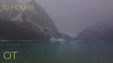 Snow Falling on Lake Louise | Blowing Snow and Lake Side Sounds for Relaxation | Sleeping | Studying