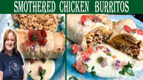 Smothered Chicken Baked Burritos with a Creamy Sauce