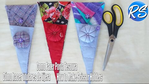 Como Fazer Porta Tesoura - Cómo Hacer Titulares de Tijera - How to Make Scissor Holders - EP 135