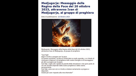 (20 ottobre 2023) - MEDJUGORJE: “MESSAGGIO DELLA REGINA DELLA PACE, ATTRAVERSO IVAN DI MEDJUGORJE, AL GRUPPO DI PREGHIERA!!”😇💖🙏