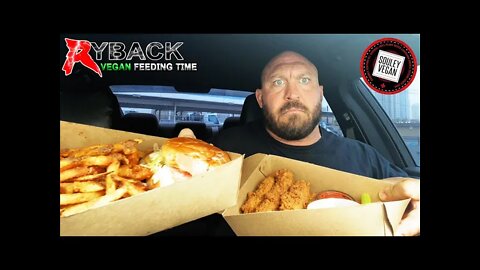 Ryback Feeding Time: Souley Vegan Louisiana Cuisine Pray 4 Me Burger & Fries with Buffalo Fingers