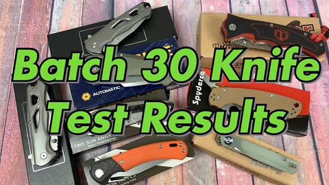 Batch 30 Knife Test Results Elementals & HRC results