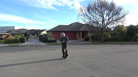 Small electric unicycle in action.
