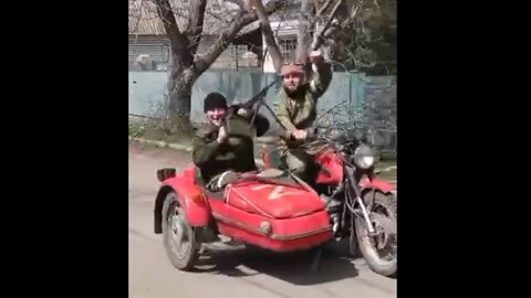 Chechen Russian military soldiers patrolling in wheeled vehicle 3