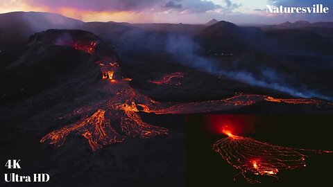 Volcanoes. Volcano Eruptions With Real Sounds And Music. Volcano Magma. Volcano Splits Earth Surface