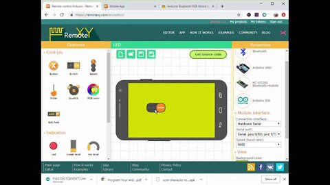RemoteXY Editor - Build your Smartphone Application Interface to Control Arduino Bluetooth Projects