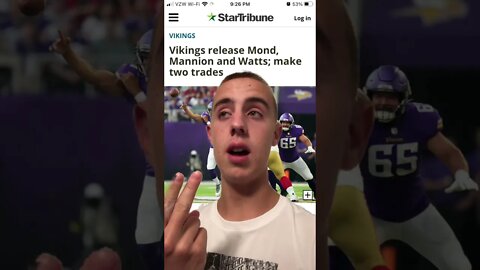 Vikings cut Sean Mannion and Kellen Mond & make two trades on 53-man roster day #shorts #nfl