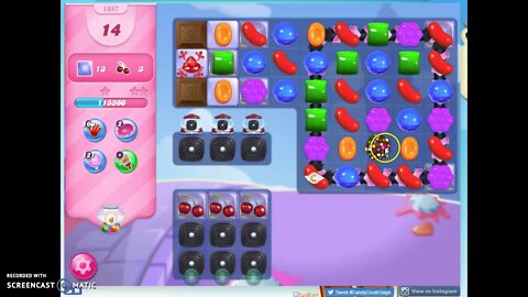 Candy Crush Level 1847 Audio Talkthrough, 1 Star 0 Boosters