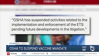 OSHA to suspend enforcement of Federal Vaccine Mandate