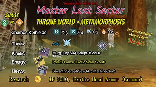 Destiny 2 Master Lost Sector: Throne World - Metamorphosis on my Solar Hunter 9-15-23