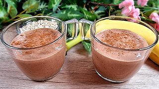 Healthy breakfast for weight loss, banana smoothie with oats! No egg, no sugar!