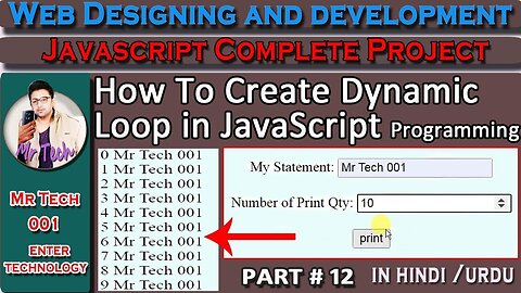 Dynamic loop in javascript | Loops | Function|javascript tutorial for beginners in hindi|Mr Tech 001