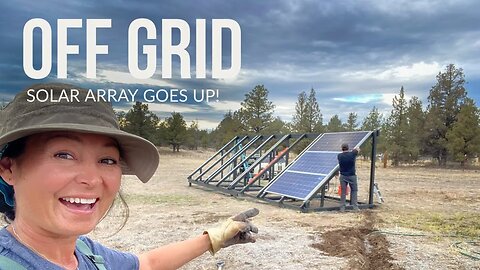 SOLAR ARRAY GOES UP/ Hitting a Sprinkler Line in the Process