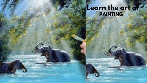 How to paint Elephants playing in the water / Acrylic Painting / STEP by STEP