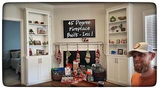 Built-Ins on 45 Degree Fireplace Wall!