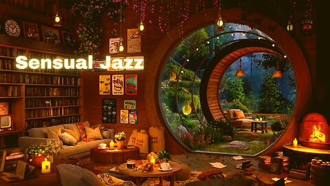 Ambient Sensual Relaxing Music Secluded Cabin Soft Rain, Fireplace with Crackling Sound #fireplace