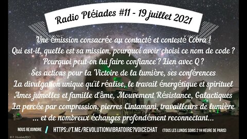 Radio Pléiades #11 - Le contacté et contesté Cobra - 19 juillet 2021