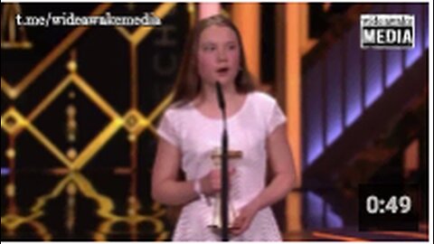 Climate doomsday cult masot, Greta Thunberg, reads a pre-written script