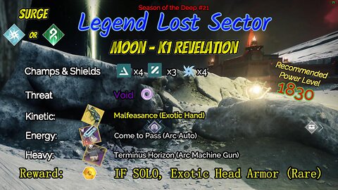 Destiny 2 Legend Lost Sector: Moon - K1 Revelation on my Strand Warlock 7-6-23