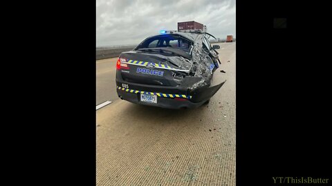 Video shows container falling on police cruiser in South Carolina