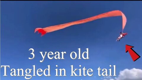 3 year old gets lifted by kite in Taiwan