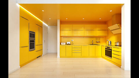 Yellow kitchen design ideas collection, Modular yellow colour kitchen cabinet, kitchen furniture