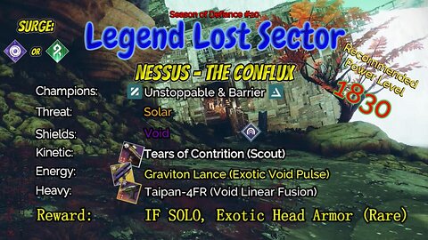 Destiny 2 Legend Lost Sector: Nessus - The Conflux on my Void Hunter 5-15-23