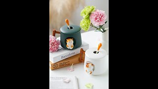 Adorable 3D Ceramic Cat Mug with Lid and Spoon