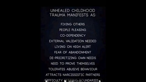 How unhealed childhood Trauma manifests