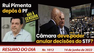 Rui Pimenta depôs à PF. Câmara deve poder anular decisões do STF? - Resumo do Dia Nº1012 - 14/6/22