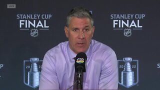 Avalanche head coach talks team's performance after 7-0 victory in Game 2