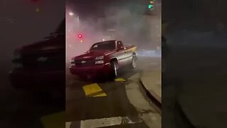 Pickup slams into curb in street takeover that stopped traffic in South LA...