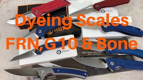 Dyeing Knife Scales G10/FRN & Bone ! 8 different models