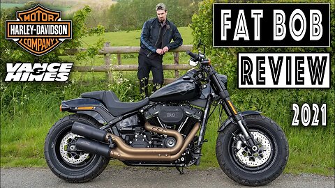 Harley-Davidson Fat Bob Review. 2021, 114 cruiser motorcycle with Vance & Hines Hi-Output Slipons