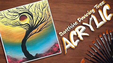 Sunshine Dancing Tree Acrylic Painting Tutorial for beginners
