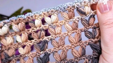 How to crochet puff stitch for scarf simple tutorila by marifu6a