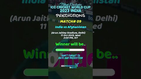 ICC World Cup 2023 Match 9 Prediction | India vs Afghanistan Match Prediction | #CWC23Prediction