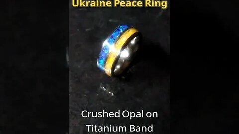 🇺🇦 Ukraine Peace Ring - Crushed Opal on Titanium Band - Handcrafted by TwinFlameRings.com