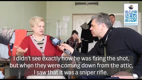 A citizen of Mariupol, Svetlana Surma, keeps telling her story about Ukrainian snipers and Ukrainian equipment shot at houses