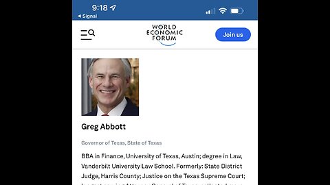 High Alert!! Texas Governor Greg Abbott Is A Member of the World Economic Forum