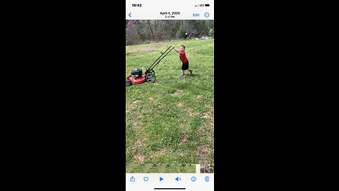 Kid Pretending To Mow