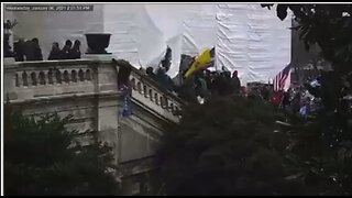 Capitol Police push a man off a 30 foot ledge on January 6th