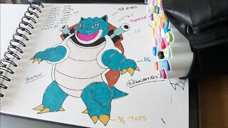 HOW TO DRAW POKEMON BLASTOISE STEP BY STEP EASY