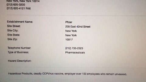 Report Pfizer To OSHA For CCPVirus Vaxx Violations!