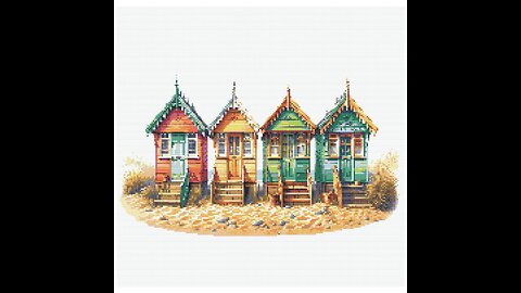 VICTORIAN BEACH HUTS Cross Stitch Pattern by Welovit | welovit.net | #welovit