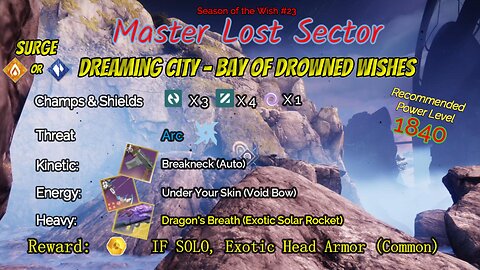 Destiny 2 Master Lost Sector: Dreaming City - Bay of Drowned Wishes on my Stasis Hunter 3-7-24