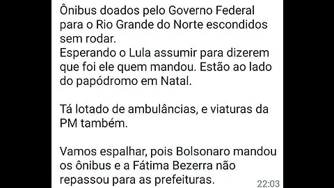 Governo Jair Bolsonaro mandou ônibus para o Rio Grande do Norte antes de Lula assumir