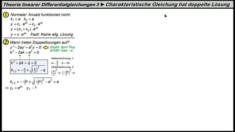 Theorie der homogenen linearen Differentialgleichung 3 ► Herleitung des Ansatz bei doppelter Lösung